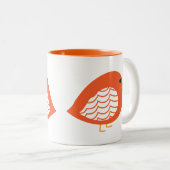 Niedliche Orangenschwanzvögel Zwei-Tone-Tasse Zweifarbige Tasse (VorderseiteRechts)