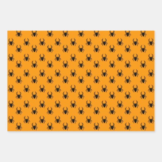 Niedliche Orangenspinnen Halloween-Muster Geschenkpapier Set (Vorderseite 2)