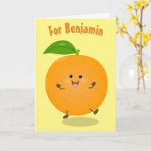 Niedliche Orangenzitrusfrüchte Karte (Gelbe Blume)