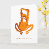Niedliche ORANGUTAN - Denken an Sie - Tiere Karte (Gelbe Blume)