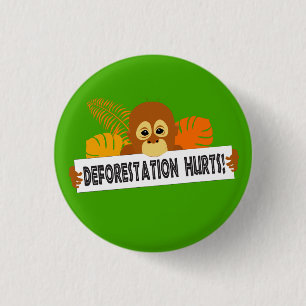 Niedliche Orangutan-Entwaldung Hurrikanmeldung Button
