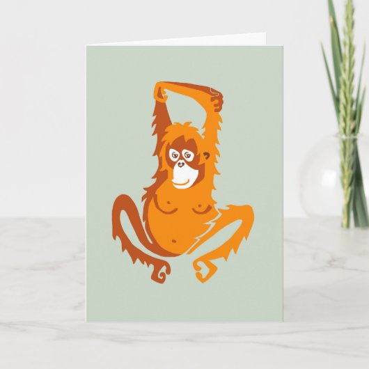 Niedliche ORANGUTAN - gefährdete Tiergrafik - Ape Karte (Vorderseite)