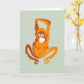 Niedliche ORANGUTAN - gefährdete Tiergrafik - Ape Karte (Gelbe Blume)