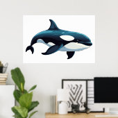 Niedliche Orca-Doodle Poster (Heimbüro)