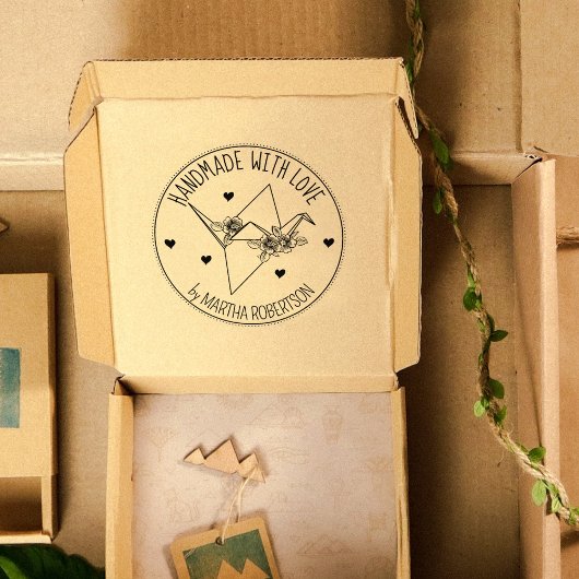 Niedliche Origami-Blume - Handmade mit Liebe Gummistempel