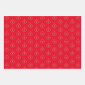 Niedliche Ornamente aus dunkelgrünem Weihnachtsgol Geschenkpapier Set (Vorderseite 2)