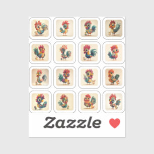 Niedliche Oster-Hähnchen-Sticker – 16 Sticker