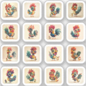 Niedliche Oster-Hähnchen-Sticker – 16 Sticker (Vorderseite)