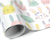 Niedliche Osterbünen mit Blume in Pastellfarben Geschenkpapier (Rolleneckpunkt)