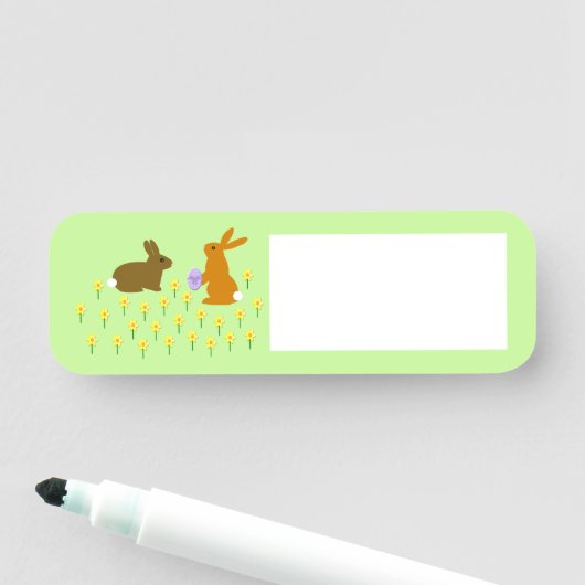 Niedliche Osterbünen und Affodien Namensschild (Beispiel)