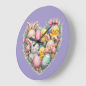 Niedliche Osterbünen und Pastelkerne Große Wanduhr (Winkel)