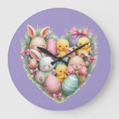 Niedliche Osterbünen und Pastelkerne Große Wanduhr (Vorderseite)