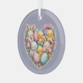 Niedliche Osterbünen und Pastelkerne Ornament Aus Glas (Vorderseite links)