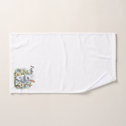 Niedliche Osterbünen, Wildblumen und Kreuz Badhandtuch Set (Handtuch)