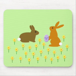 Niedliche OsterBunnien und Affodien Maus Pad Mousepad