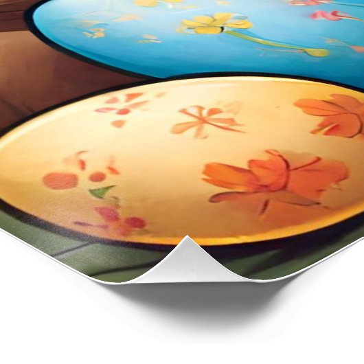 Niedliche OsterBunnies auf der Eierjagd Poster (Ecke)