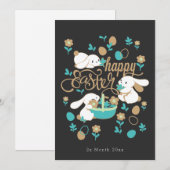 Niedliche OsterBunnies Feiertagskarte (Vorne/Hinten)