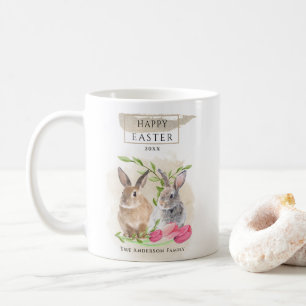 Niedliche OsterBunnies   Happy Oaster Watercolor A Kaffeetasse
