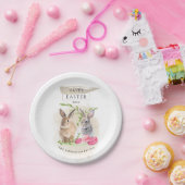 Niedliche OsterBunnies | Happy Oaster Watercolor A Pappteller (Party)