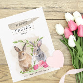 Niedliche OsterBunnies | Happy Oaster Watercolor A Postkarte
