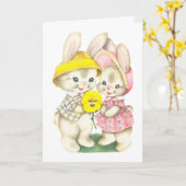 Niedliche OsterBunnies Karte (Gelbe Blume)
