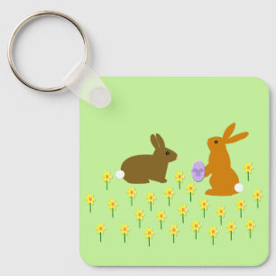 Niedliche OsterBunnies und Affodien kundenspezifis Schlüsselanhänger