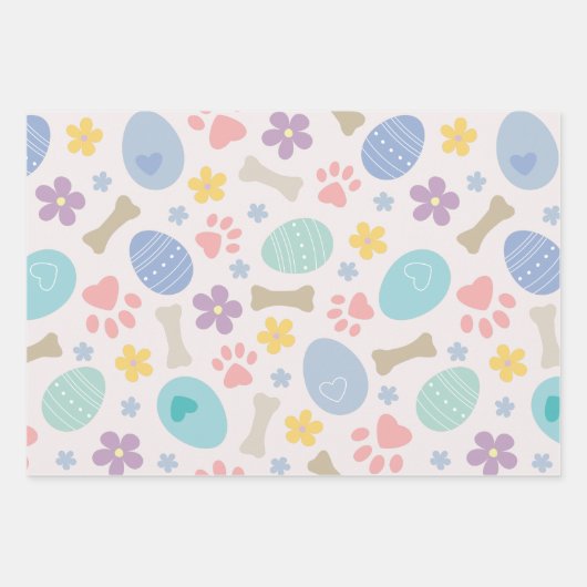 Niedliche Ostereier Drucke Pag Farben Muster Geschenkpapier Set (Vorderseite)
