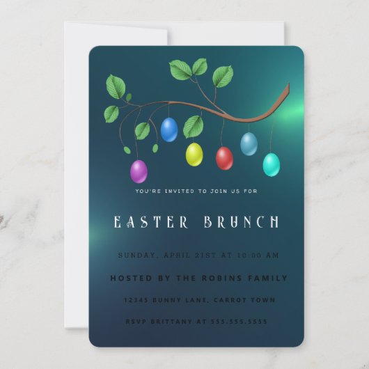 Niedliche Ostereier Einladung (Vorderseite)