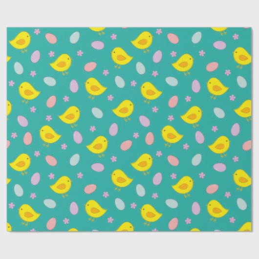 Niedliche Ostereier Frühlingsmuster Aquamarin grün Geschenkpapier (Flach)