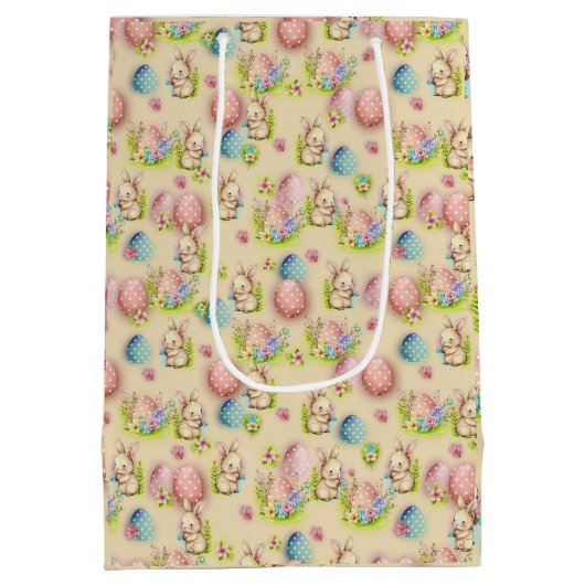 Niedliche Ostereier in Aquarellfarbe, sonnige und Mittlere Geschenktüte (Rückseite)