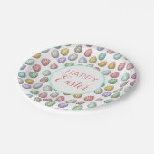 Niedliche Ostereier Muster Pastellfarben Pappteller (Schrägansicht)