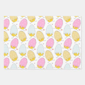 Niedliche Ostereier, Osterhühner und rosa Punkte Geschenkpapier Set (Vorderseite 3)