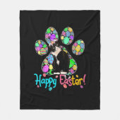 Niedliche Ostereier Paw Tuxedo Cat Happy Eas Fleecedecke (Vorderseite)