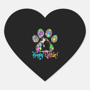 Niedliche Ostereier Paw Tuxedo Cat Happy Eas Herz-Aufkleber