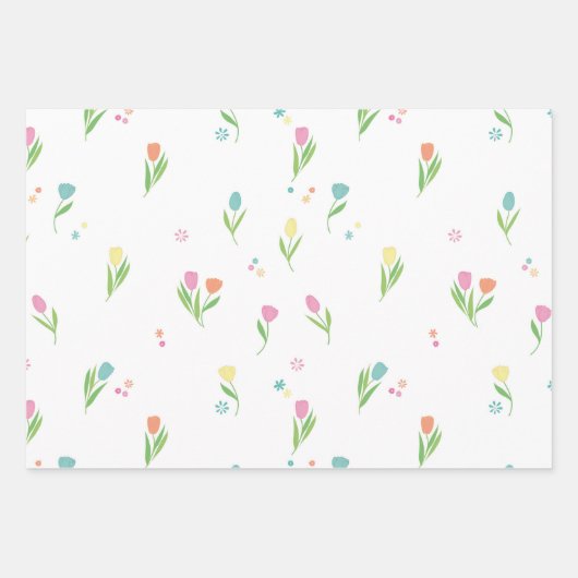 Niedliche Ostereier und -bunnies, Frühlingstulips Geschenkpapier Set (Vorderseite 3)