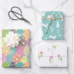 Niedliche Ostereier und -bunnies, Frühlingstulips Geschenkpapier Set