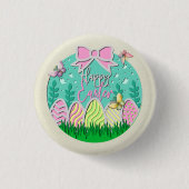Niedliche Ostereierjagd und farbenfrohe Schmetterl Button (Vorderseite)