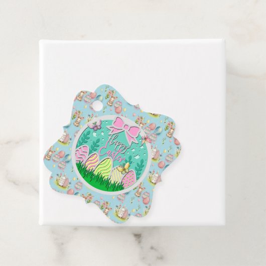 Niedliche Ostereierjagd und farbenfrohe Schmetterl Geschenkanhänger (Beispiel)