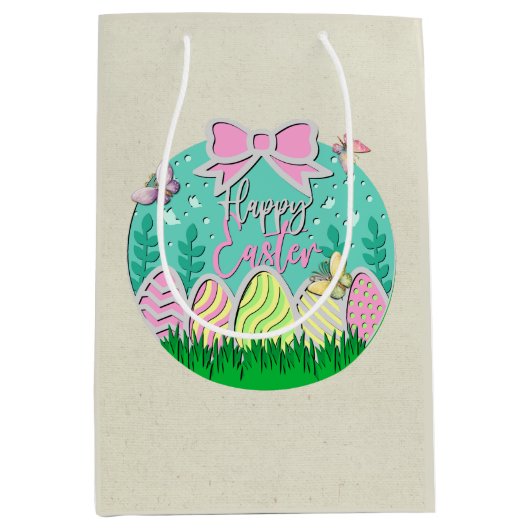 Niedliche Ostereierjagd und farbenfrohe Schmetterl Mittlere Geschenktüte (Vorderseite)