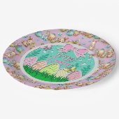 Niedliche Ostereierjagd und farbenfrohe Schmetterl Pappteller (Schrägansicht)