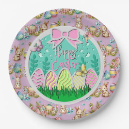 Niedliche Ostereierjagd und farbenfrohe Schmetterl Pappteller