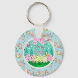 Niedliche Ostereierjagd und farbenfrohe Schmetterl Schlüsselanhänger