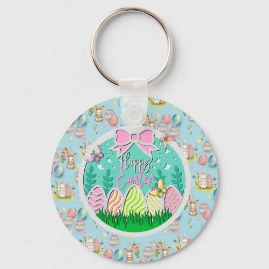 Niedliche Ostereierjagd und farbenfrohe Schmetterl Schlüsselanhänger (Vorderseite)