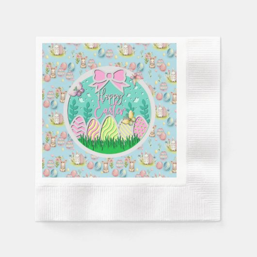 Niedliche Ostereierjagd und farbenfrohe Schmetterl Serviette (Vorderseite)