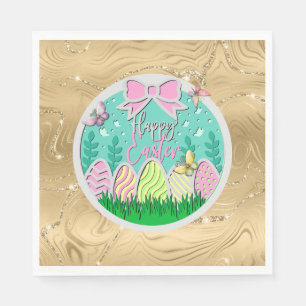 Niedliche Ostereierjagd und farbenfrohe Schmetterl Serviette