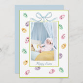 Niedliche Ostereierkarte mit Foto Ankündigung (Vorne/Hinten)