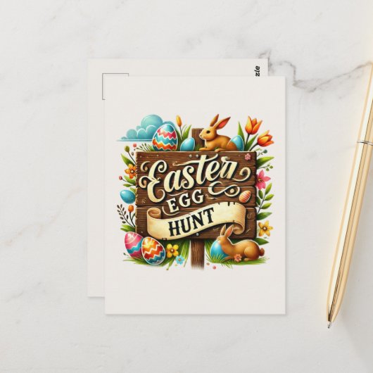 Niedliche Ostereijagd Postkarte (Vorderseite/Rückseite Beispiel)