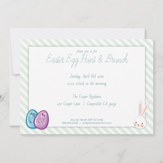 Niedliche Ostereisjagd & Brunch Einladung (Vorderseite)