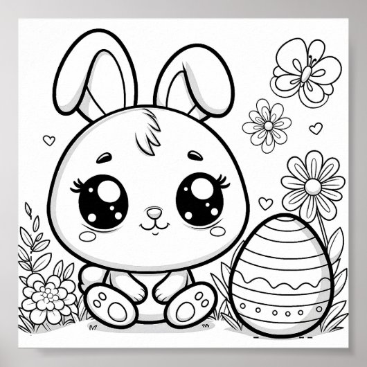 Niedliche Osterfarbseiten für Kinder Poster (Vorne)