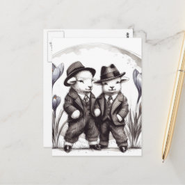 Niedliche Osterhämmer im Anzug Postkarte